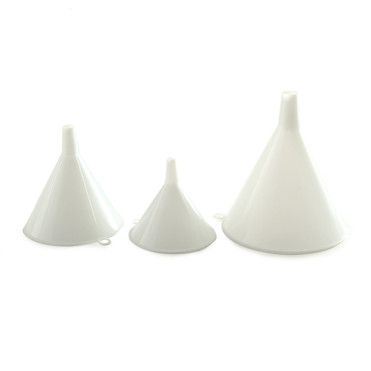 Juego de Embudos 4 3.5 y 2.5" Pulgadas de Plástico Blanco